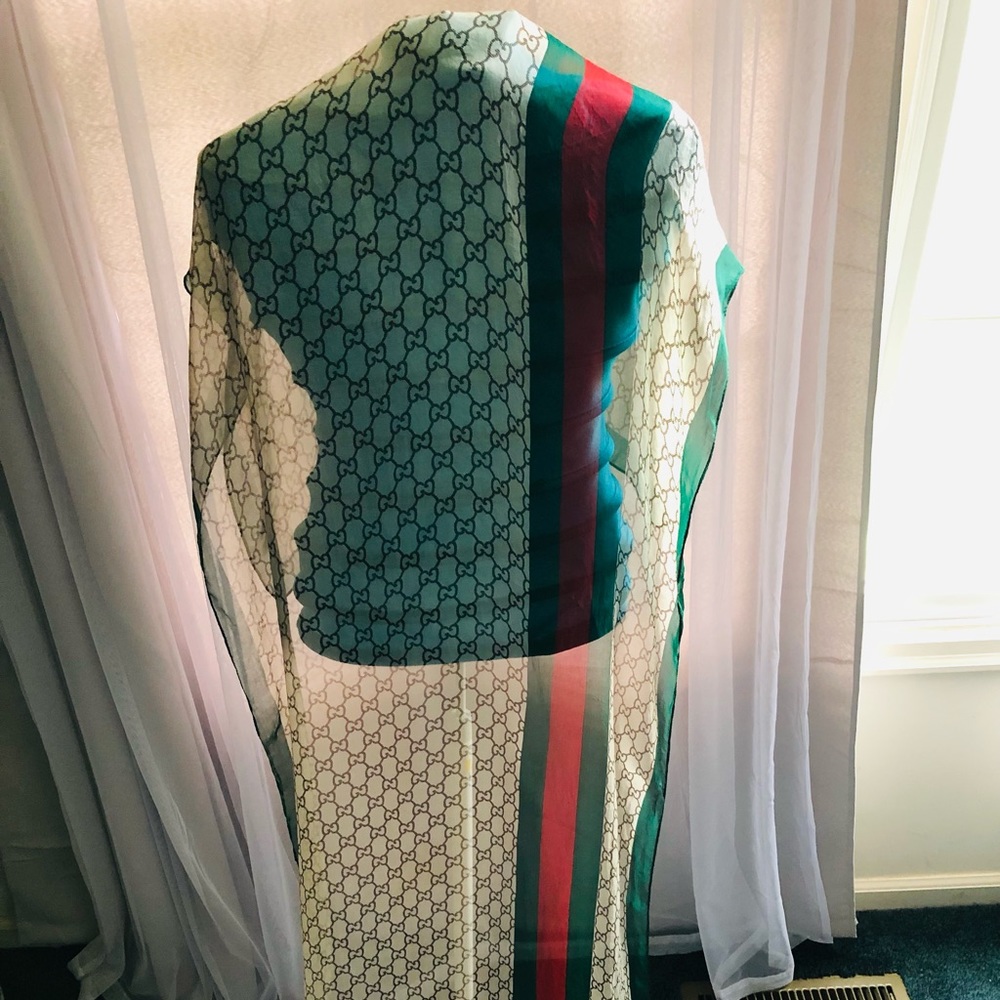 Gucci Monogram 100% Silk Scarf/Stole. Long.